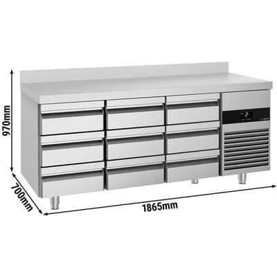GGM Gastro Kühltisch PREMIUM - 1865x700mm - 9 Schubladen - Aufkantung