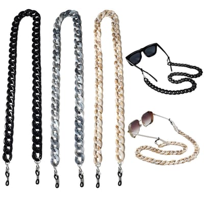 Dailygoods- Brillenkettingen 3 stuks - Acryl - Antislip - Ketting voor Zonnebrillen/Leesbrillen - Lengte 72cm - Geschikt voor Dames - Brilketting