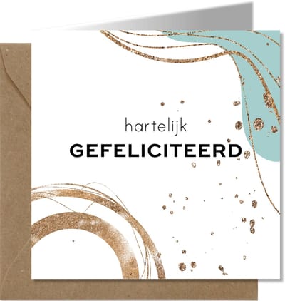 Tallies Cards - greeting - ansichtkaarten - hartelijk Gefeliciteerd - Abstract  - Set van 4 wenskaarten - Inclusief kraft envelop -  - 100% Duurzaam
