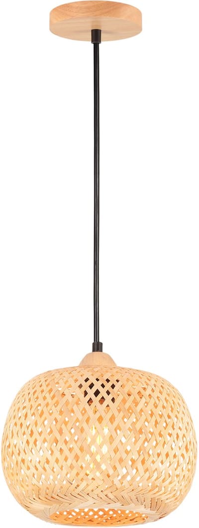 Hanglamp Rotan Geweven Kroonluchter Boho 20cm Plafondlamp voor Slaapkamer Woonkamer Hal