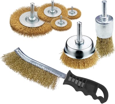 Werkzeyt Staalborstels Set – 7-delig – Messing Coating