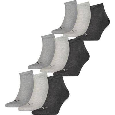 Puma Quarter Sokken Plain 9-pack Antraciet Melange-35/38