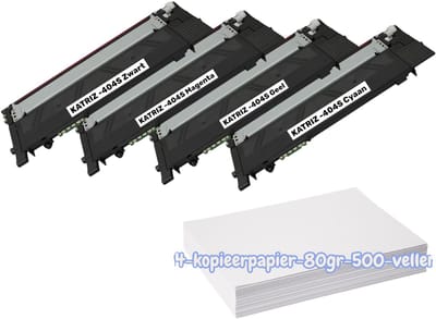 KATRIZ® huismerk toner voor Samsung 404S| 1x K404S Zwart+ 1x C404S Cyaan + 1x M404S Magenta +1x Y404S Geel | printer model Xpress SL C430/C430W/C480/C480FN/C480FW/C480W | 4stuks