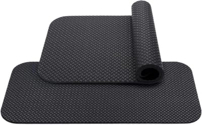 Hometrainer Mat - Fitnessmat Loopband - Bescherming Vloeren - Dubbelzijdig Antislip - 63.5 cm - Zwart