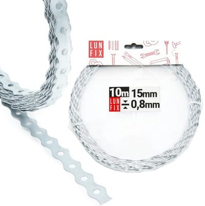 Gatband 15 mm breed, 0,8 mm dik - 10 m verzinkt staal bevestigingsband