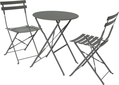 sweeek - Bistrotuinset ronde metalen tafel met twee stoelen inklapbaar - emilia