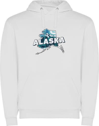 Witte Wanna have hoodie voor de echter Amerika / Verenigde Staten liefhebber, de Amerikaanse staat Alaska Print Full Color Color merk Roly maat M