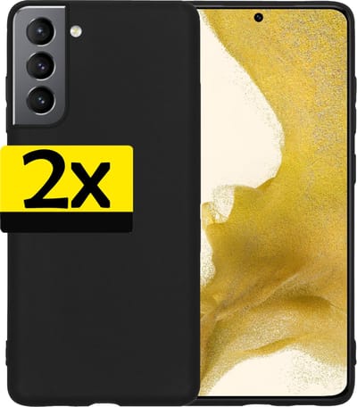 Hoesje - 2 Stuks - Geschikt voor Samsung Galaxy S22 - Sterk & Shockproof - Case Siliconen - Back Cover - Telefoon Hoes - Telefoonhoesjes - Zwart