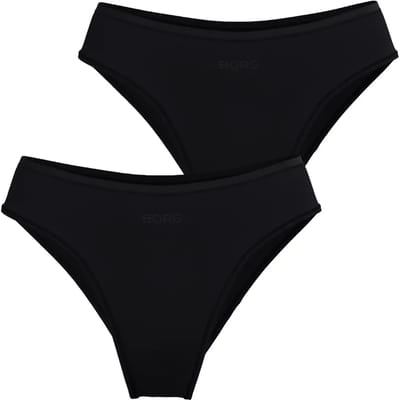 Björn Borg dames Soft Touch Cheeky Briefs - slip middelhoge taille (2-pack) - zwart - zwart