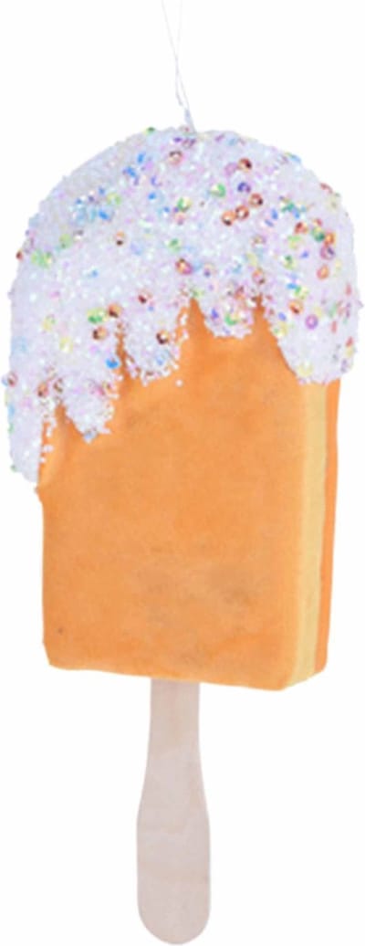 1x Kersthangers/ornamenten oranje kunststof ijsjes 18 cm - Kerstboomversiering kerstornamenten - Kerstversiering