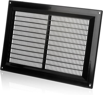 Ventilatierooster Kunststof - Afdekking Ventilatie - Luchtstroom Verbeteren - Met Anti-insectengaas - 250x170mm - Zwart
