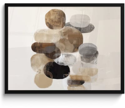 Poster in lijst - Fotolijst 80x60 cm - Posters - Ovaal - Kleurvlakken - Penseelstreken - Posterlijst zwart - Decoratie - Wanddecoratie woonkamer - Muurdecoratie slaapkamer