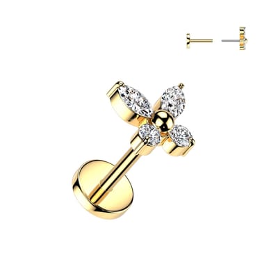 Piercing titanium vlinder push in 0.8x6 - goud - LMPiercings