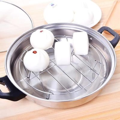 Ronde roestvrijstalen stoomrek (2 stuks, 15,9 cm) voor koken en braden