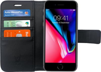 Hoesje geschikt voor Apple iPhone 8 Book Case Portemonnee - Cover voor 3 Pasjes Zwart