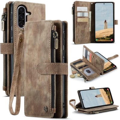 CaseMe Hoesje - Geschikt voor Samsung Galaxy A17 Hoesje - CaseMe C30 Book Case met Portemonnee - Bruin
