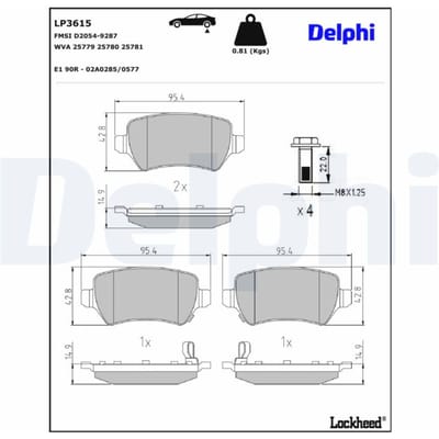 Remblokset DELPHI LP3615, achter