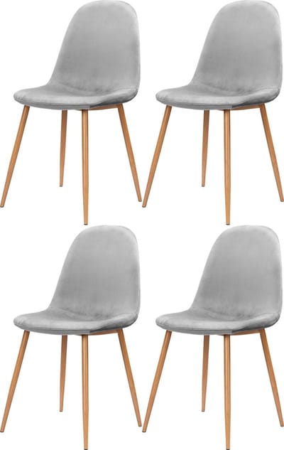 Monza-Eetkamerstoel - 4 Pack - Grijs Fluweel