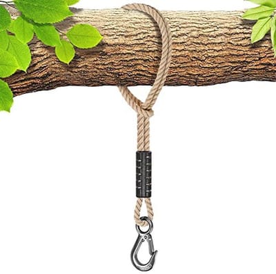 Boomschommeltouw 100 cm met haak voor hangmatstoel en speeltuin - 400 lbs capaciteit