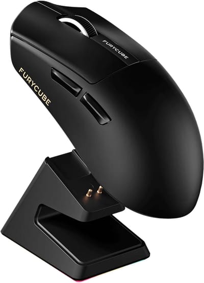 Furycube G9 PRO - Tri-Mode Gaming Muis - Draadloos - Bedraad - Bluetooth - Sensor 3311 - Display - RGB Oplaadstation - Zwart