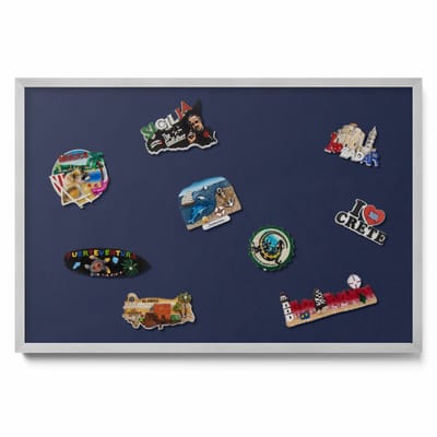 Tulup Magneetbord met Zilveren Frame - Marine Magneetbord Met Effen Achtergrond - 60 cm x 40 cm - Kleur: donker marineblauw - Magnetisch Bord Decoratief - Magneetbord Multifunctioneel - Magneetbord Voor Thuiskantoor