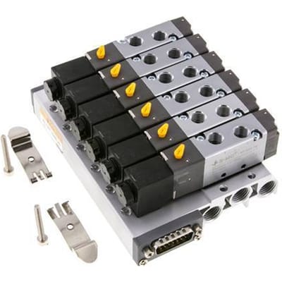 G1/8'' 6x Pneumatisch Ventiel Terminal 24V DC 1,5-8bar/21,0-112psi Meerpolig E.MC