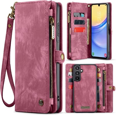 CaseMe Hoesje - Geschikt voor Samsung Galaxy A16 Hoesje - CaseMe 008 2-in-1 Book Case & Back Cover met Portemonnee - Pink