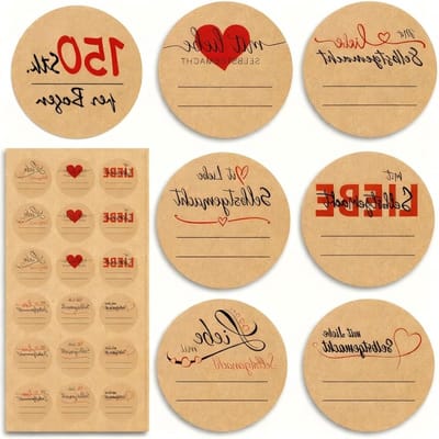 150 Zelfklevende Labels van Kraftpapier met een Diameter van 38 mm voor Glazen, Jam en Verpakkingen - Ideaal voor Handgemaakte Projecten en Organisatie