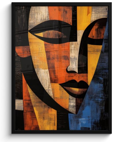 Poster in lijst - Fotolijst 50x70 cm - Posters - Abstract - Portret - Kleurvakken - Posterlijst zwart - Decoratie - Wanddecoratie woonkamer - Muurdecoratie slaapkamer