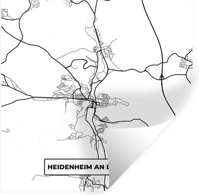 Muurstickers - Sticker Folie - Heidenheim an der Brenz - Plattegrond - Stadskaart - Kaart - 100x100 cm - Plakfolie - Muurstickers Kinderkamer - Zelfklevend Behang XXL - Zelfklevend behangpapier - Stickerfolie