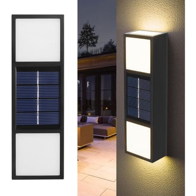 Lampe solaire d'extérieur à LED, applique murale solaire pour porte d'entrée, arrière-cour, garage, terrasse