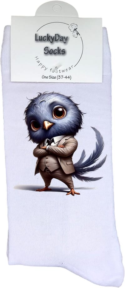 Vogel - Valentijns Cadeau - Grappige sokken - Leuke sokken - Hem Haar sokken - Vrolijke sokken - Sint cadeau - Vaderdag - Moederdag - Verjaardag cadeau - Kerst cadeau - Dieren - Leuk Cadeau - Print sokken - Raaf - Socks maken Happy - 37-44