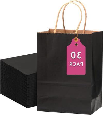 Inovra Plus - Zwarte Geschenktassen 30 stuks 33 x 26 x 13 cm - Kraftpapier - Handgrepen - Veelzijdig in Gebruik