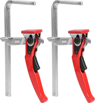 LALAGO 2 stuks hefboomklemmen van staal met een capaciteit van 160 mm en diepte van de keel 60 mm, snelspanklem met hefboomgreep, tafelklemmen voor slijpen en snijden