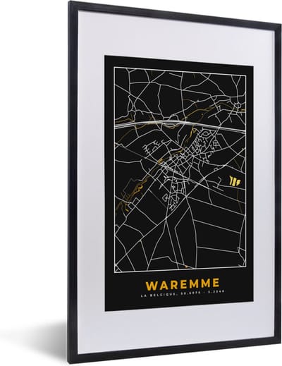 Fotolijst incl. Poster - Waremme - Kaart - Stadskaart - Goud - Plattegrond - 40x60 cm - Posterlijst