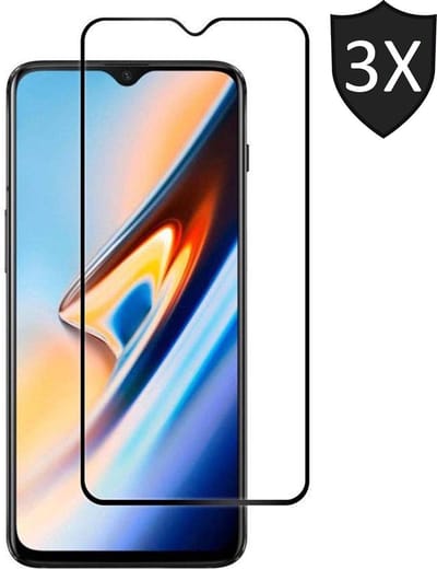 3x Screenprotector geschikt voor OnePlus 6T | Full Screen Cover Volledig Beeld | Tempered Glass - van iCall