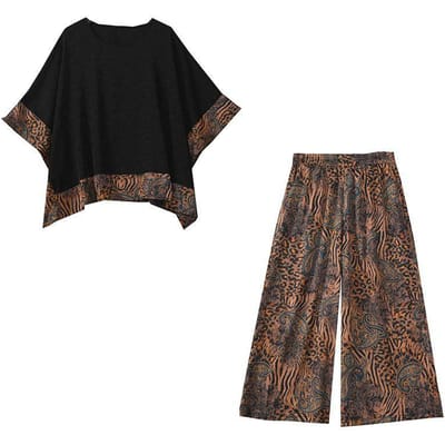 Dikke Plus Size Wijde Pijpen Broek 2-delige Sets Dames Zomer Losse 3/4 Mouwen Top Pak Moeder's Plus Size 2 stuks/set 4XL