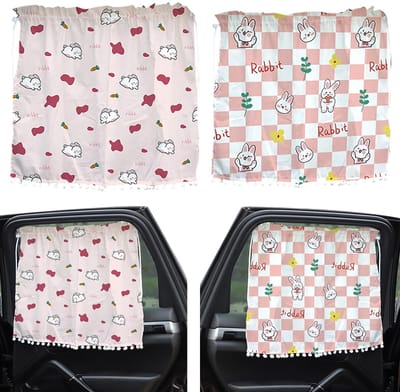 Dailygoods- Autozonwering Universeel - Autozonwering Kinderen - Verduisteringsgordijn - Zonneluifel - 2 Stuks - 72 x 57,5 cm - Roze Fluweel - Zonnescherm