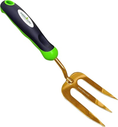 Titaniumpuntige handonkruidvork - roestbestendig en ergonomisch tuingereedschap voor planten, wieden en mulchen