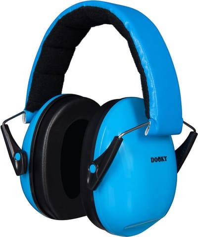 Dooky Gehoorbescherming Kinderen - Verstelbare Koptelefoon 5-16 jaar - 28dB Isolatie - Ideaal voor School, Evenementen & Drukke omgevingen - Oorkappen met Opbergzakje - Noise Cancelling Headphones - Blauw
