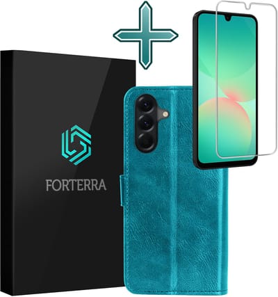 Hoesje Met Screenprotector - Geschikt voor Samsung Galaxy A26 - Luxe Pasjeshouder - Flipcase - Bookcase Portemonee - Flip Case - Kunstleer Book Case - Book Cover - Walletcase - Portemonneehoes - Turquoise