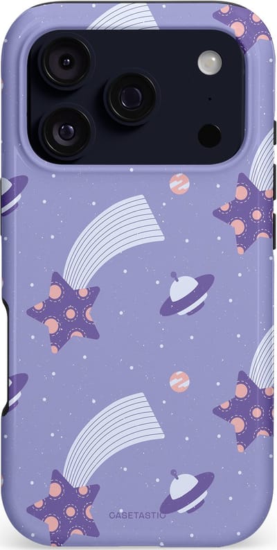 Casetastic hoesje geschikt voor Apple iPhone 17 Pro - MagSafe - Dubbellaagse bescherming - Sterrenhemel Lila - Fashion Case - Lavendel Lichtgrijs