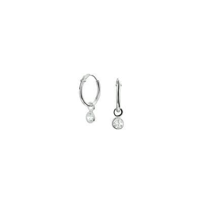 Glams klapoorringen zirkonia - 12.5 mm - Zilver