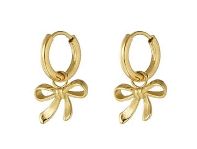 oorbellen met strik - earrings - stainless steel - nikkelfree - goudkleurig- goldplated -