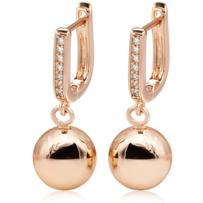 Nouvelles Longues Boucles d'Oreilles Rose Doré Pour Femmes Uniques Simples Bille Brillante Zircon Naturel Boucles d'Oreilles Pendantes Fines Bijoux de Mariage beige
