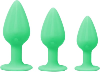 Cupitoys® Siliconen buttplug set - Groot - Groen - Glow in the dark - Sex toys voor vrouwen - Sex toys voor mannen - Buttplugs
