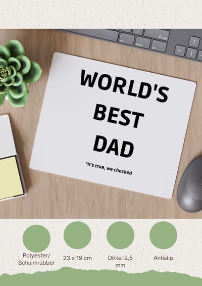 Akyol - world's best dad it's true we checked Muismat - Papa - werelds beste vader - vader cadeautjes - vaderdag - verjaardag - geschenk - kado - vader artikelen - 23 bij 19 cm