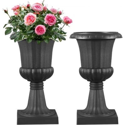 VEVOR Plastic Bloempotstandaard, 25 x 42 cm, 2-pack, Bloempot, Bloemschaal, Zwarte Bloempotten, voor Veranda, Bruiloft, Feest, Huis, Podium, Balkon, Terrasdecoratie