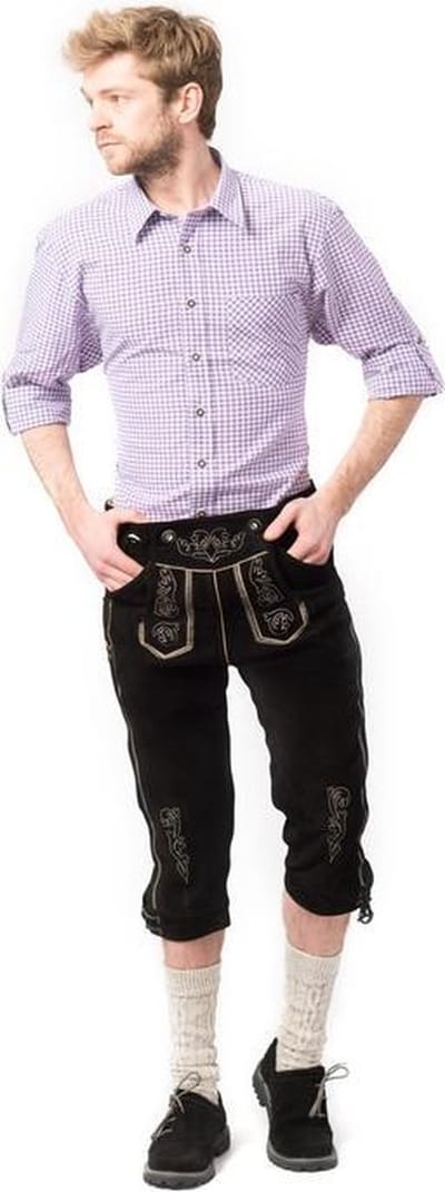 Tannhauser Lederhosen Peter Lang 100% Echt Leder Oktoberfest Heren Lederhosen Man Carnavalskleding Heren - Zwart - Leer- M