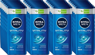 Nivea Douchegel For Men Vitality Fresh 250 ml - Voordeelverpakking 24 stuks